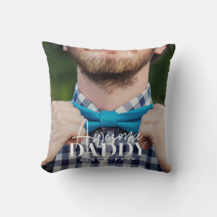 Awesome Daddy Since 20XX Simple Elegant Photo Throw Pillow