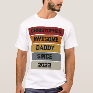 Awesome Daddy Since Year XX Custom Name Text Retro T-Shirt