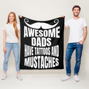 Awesome Dads Have Tattoos Fleece Blankets Black