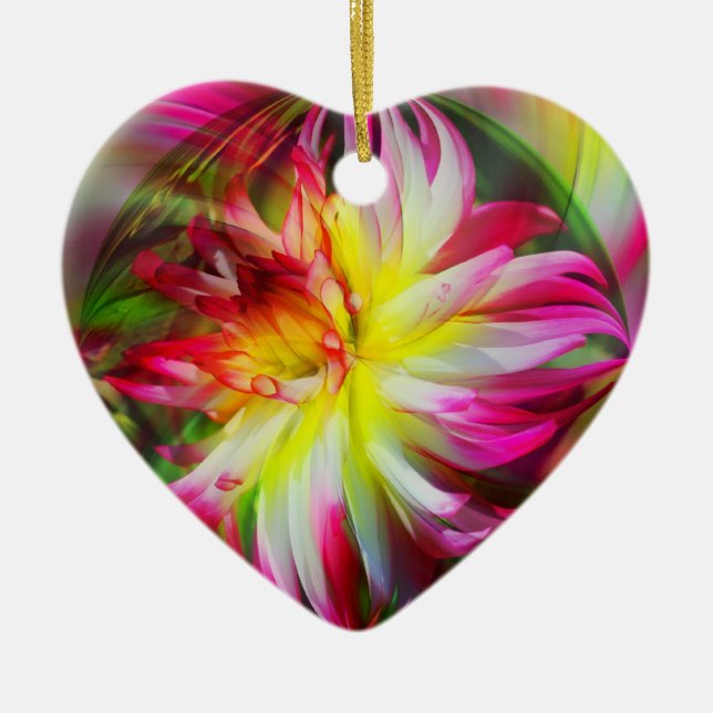 Awesome Dahlia Flower Abstract Art Ornament (Front)
