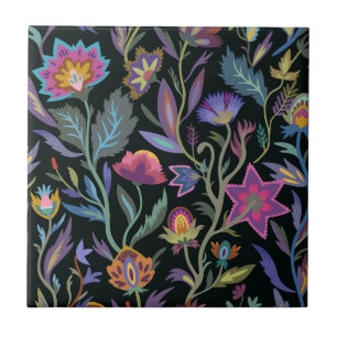 Awesome dark pattern l Floral for bathroom l Black Tile