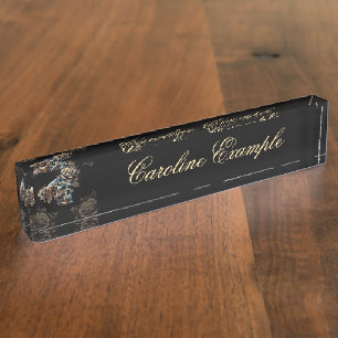 Awesome dark steampunk skull nameplate