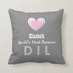 Awesome DAUGHTER-IN-LAW Pastel Grey Pink Star A05V Throw Pillow