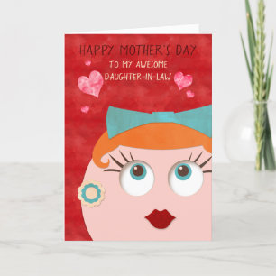 Awesome DAUGHTER IN LAW Retro Gal Mother's Day Card