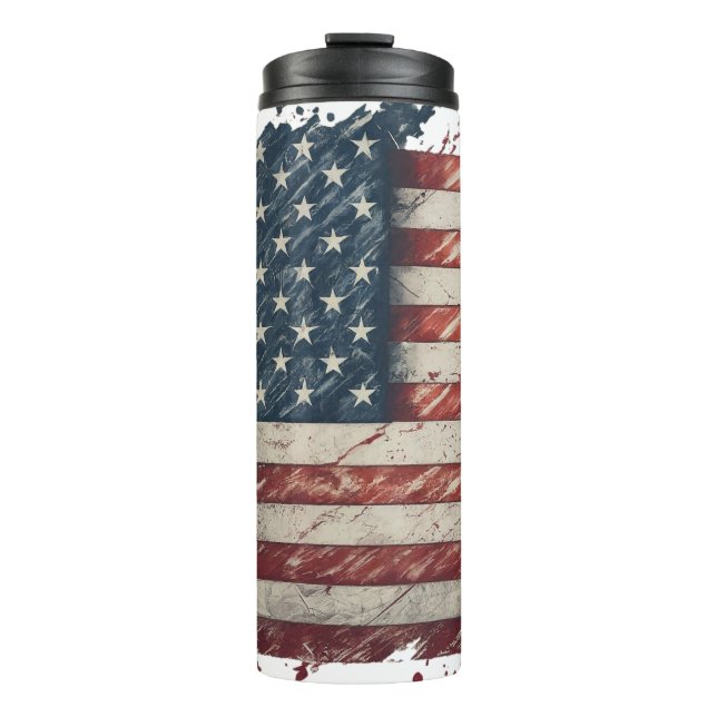 Awesome Distressed American flag Patriotic Thermal Tumbler (Front)