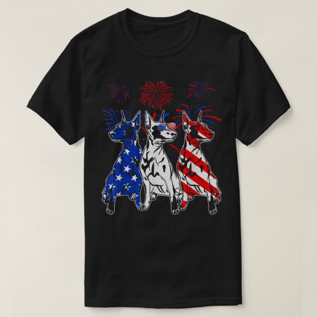 Awesome Doberman Dog American Flag 4th Of July T-S T-Shirt (Design Front)