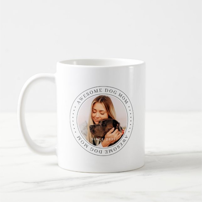 Awesome Dog Mom Since 20XX Classic Simple Photo Coffee Mug (Left)