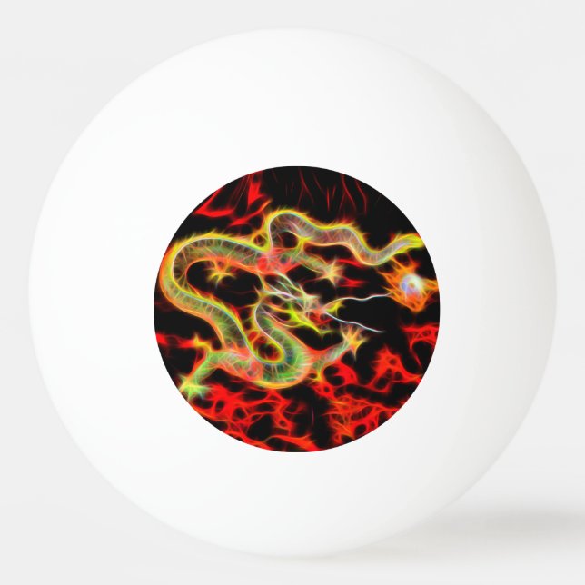 Awesome Dragon Fire on Lucky Energy Ping Pong Ball (Front)