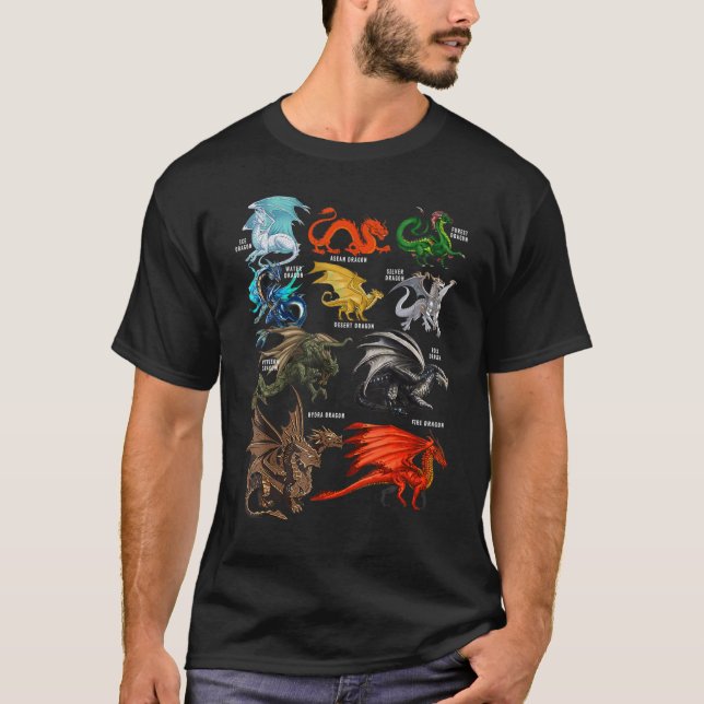 Awesome Dragon Lovers Shirt Types Of Dragons Gift (Front)