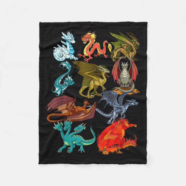 Awesome Dragon Lovers Types Of Dragons  Fleece Blanket (Front)