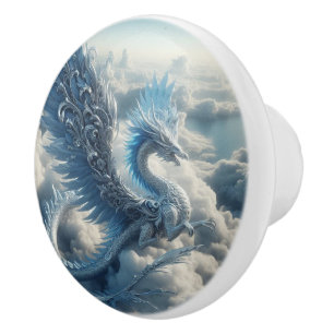 Awesome Dragon Surrounded by Clouds  Ceramic Knob