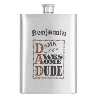 Awesome Dude Western Themed Custom Name Flask