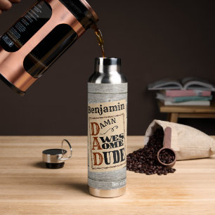 Awesome Dude Western Themed Custom Name Water Bottle