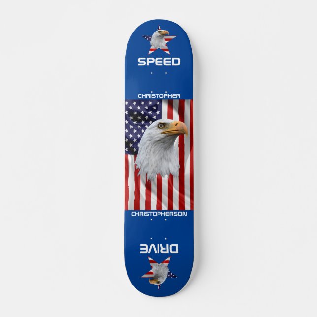 Awesome Eagle, The American Flag, Patriotic Skateboard (Front)