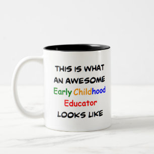 awesome early childhood educator Two-Tone coffee mug