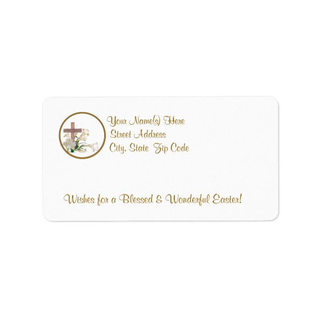 Awesome Easter Lilies &Wooden Cross Return Address Label (Front)