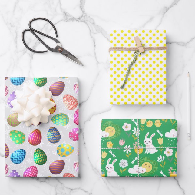 Awesome Easter Wrapping Paper Flat Sheet Set of 3 (Front)