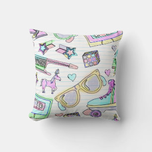 Awesome Eighties Colouring Book Wow Vibes Throw Pillow