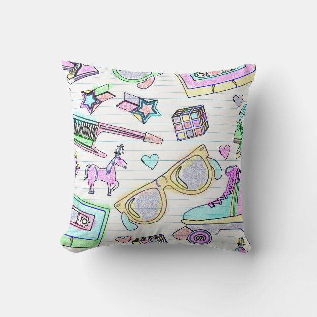Awesome Eighties Colouring Book Wow Vibes Throw Pillow (Front)