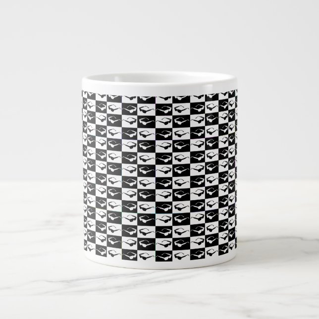 Awesome Eighties Mod Sunglasses Checkers Large Coffee Mug (Front)