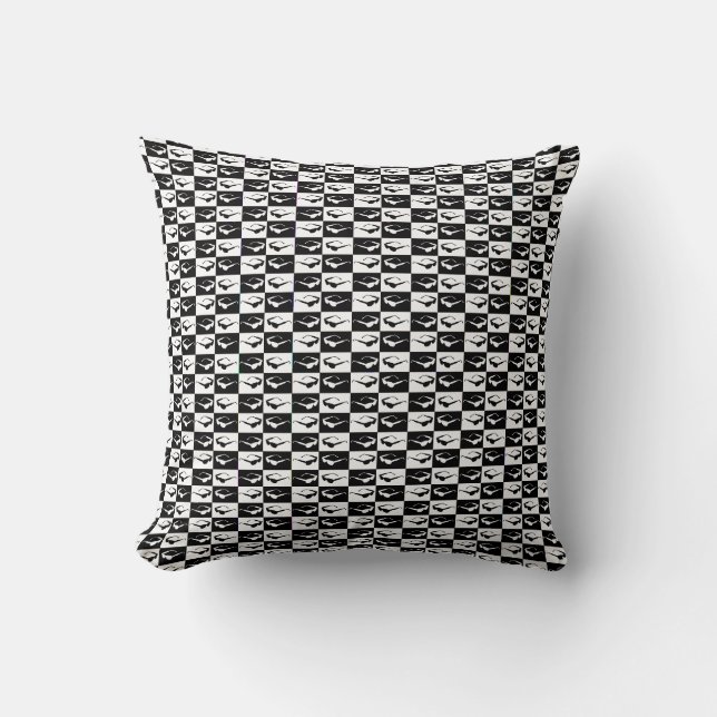Awesome Eighties Mod Sunglasses Checkers Throw Pillow (Front)