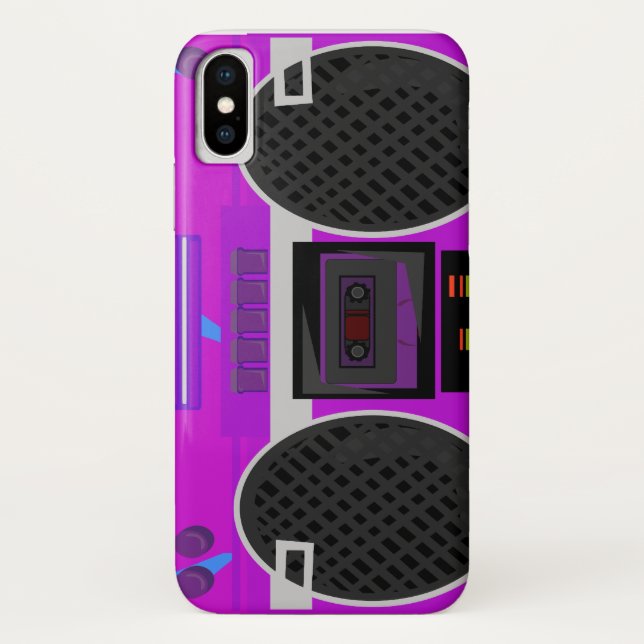 Awesome Eighties Purple Boombox Case-Mate iPhone Case (Back)