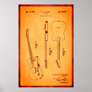 Awesome Electric Guitar Patent Art Cool and Retro Poster