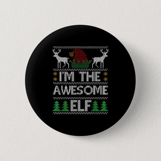Awesome Elf Matching Family Group Christmas Party  2 Inch Round Button (Front)