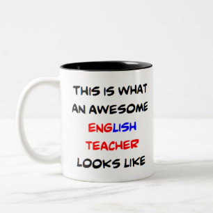awesome english teacher Two-Tone coffee mug