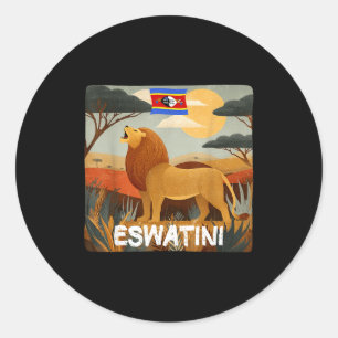 Awesome eswatini nature with lion graphic costume  classic round sticker