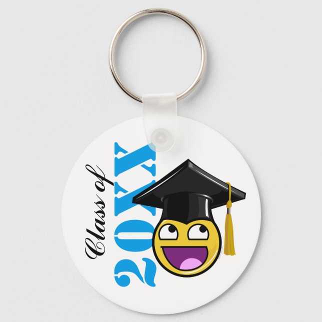 Awesome Face Meme With Graduation Hat Keychain (Front)