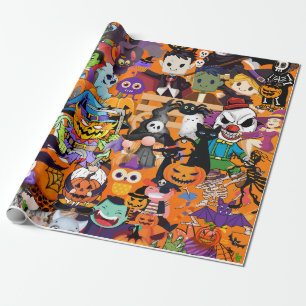 Awesome Faces of Halloween Wrapping Paper