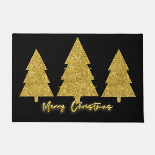 Awesome family glitter shiny Christmas gold black Doormat