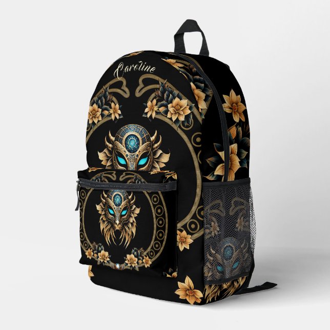 Awesome fantasy mask. printed backpack (Back Corner Right)