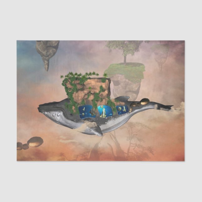 Awesome fantasy whale with butterflyfish and rock tissue paper (Front)