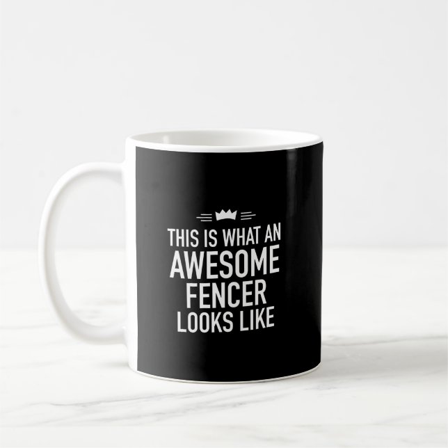 Awesome fencer looks like funny fencing armed and coffee mug (Left)