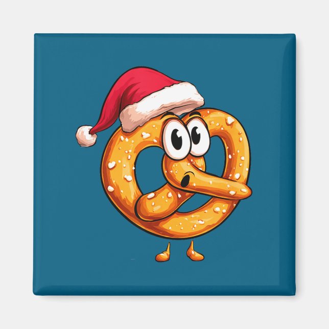 Awesome Festive Pretzel With Santa Claus Hat Costu Magnet (Front)