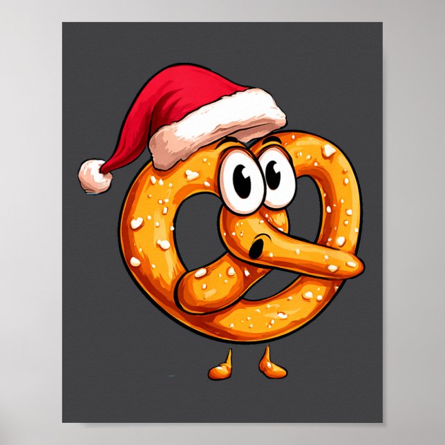 Awesome Festive Pretzel With Santa Claus Hat Costu Poster (Front)