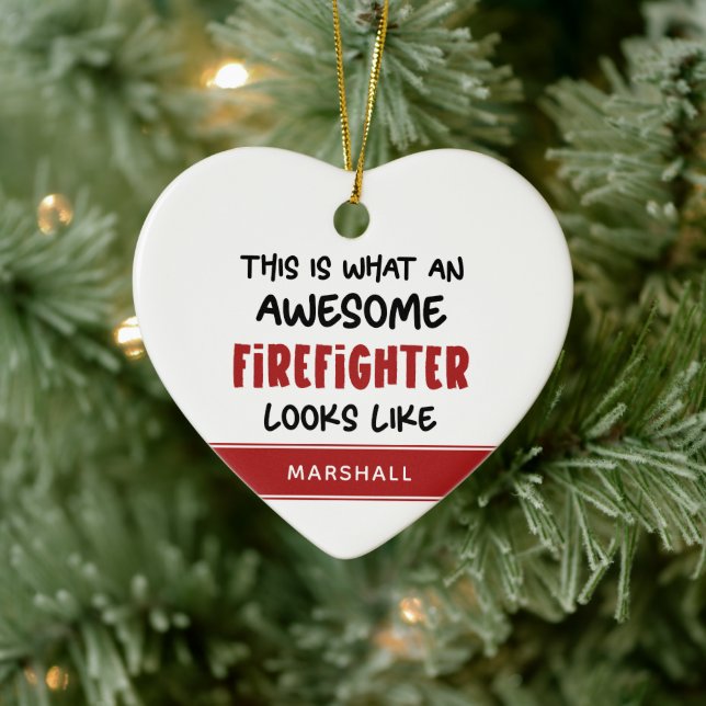 Awesome Firefighter Funny Firefighter Personalized Ceramic Ornament (Tree)