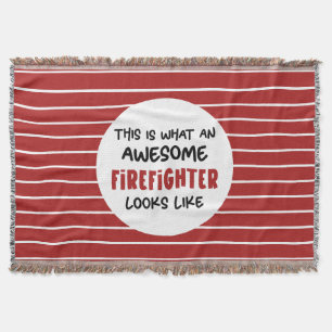 Awesome Firefighter Funny Firefighter Throw Blanket