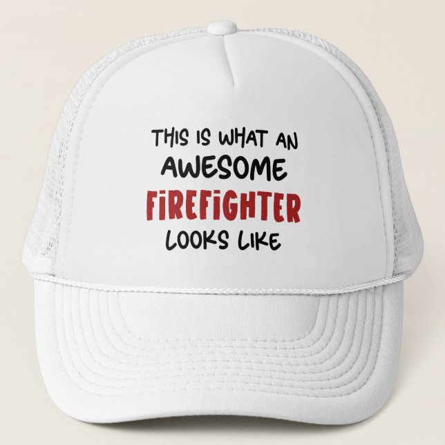 Awesome Firefighter Funny Firefighter Trucker Hat (Front)