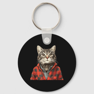 Awesome Flannel Cat Look Keychain