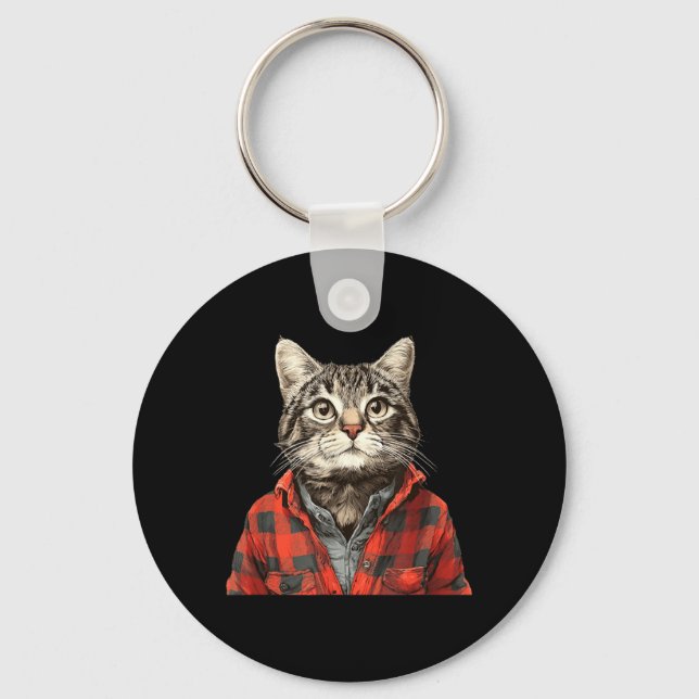 Awesome Flannel Cat Look Keychain (Front)