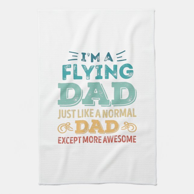 Awesome Flying Dad Fathers Day Funny Gift Kitchen Towel (Vertical)
