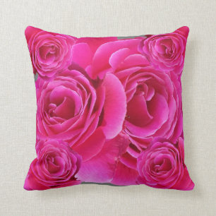 AWESOME FUCHSIA PINK ROSES  PATTERN THROW PILLOW