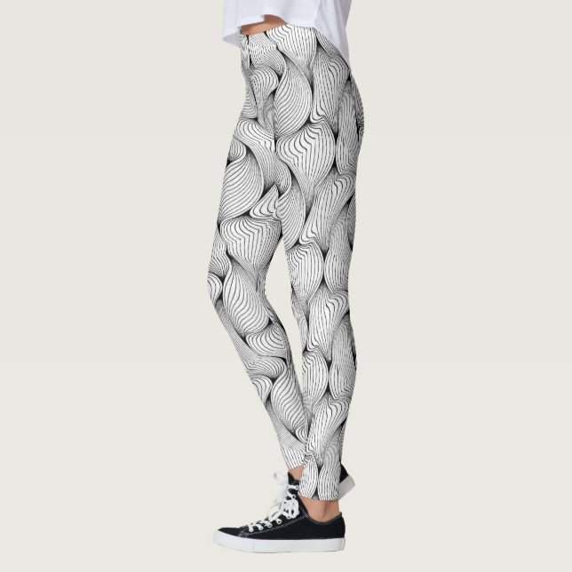 Awesome Fun Look Black Interwoven Lines Leggings (Left)