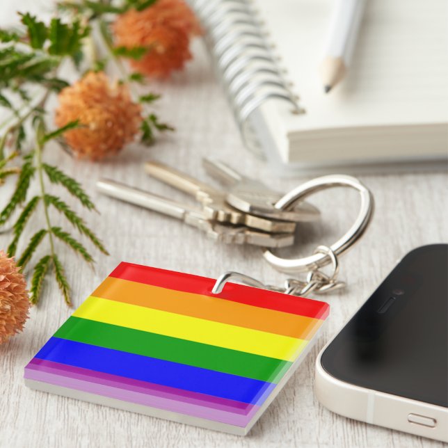 AWESOME GAY PRIDE RAINBOW FLAG KEYCHAIN (Front Right)