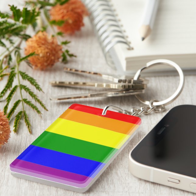 AWESOME GAY PRIDE RAINBOW FLAG KEYCHAIN (Front Right)