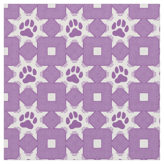 Awesome Geometric Purple Paw Print Fabric (Close Up)