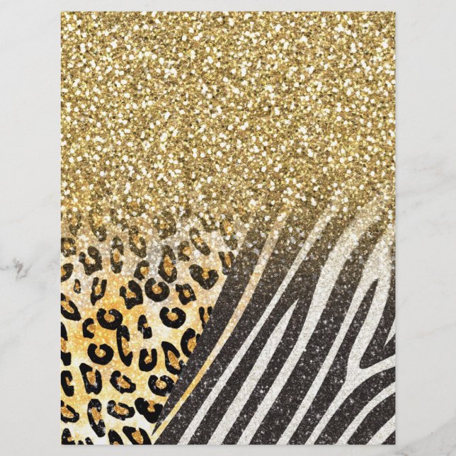 Awesome girly trendy gold leopard and zebra print flyer (Front)